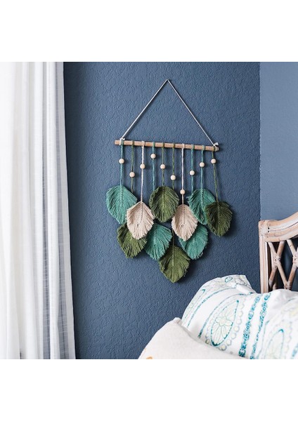 Tüy Duvar Asılı Boho Duvar Dekoru, El Yapımı Iplik Dokuma Duvar Sanatı Yaprak Goblen Kreş Yatak Odası Oturma Odası Için (Yurt Dışından) fırsatları