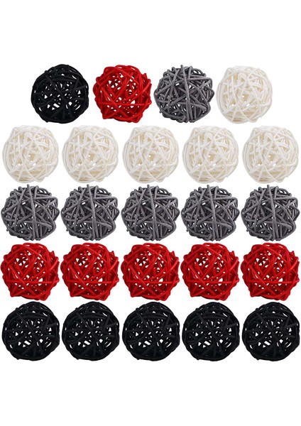 2 Inç Rattan Topları Dekoratif Ev Dekor Için Dıy Dolgu Süs Düğün Masa Dekorasyonu (Siyah, Gri, Kırmızı, Beyaz) (Yurt Dışından)