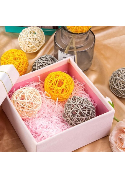 Kase Centerpiece Için Dekoratif Toplar, 16 Adet Rattan Toplar 2.8 Inç Sarı Hasır Toplar Dekoratif Küreler Küreler (Yurt Dışından) fırsatları