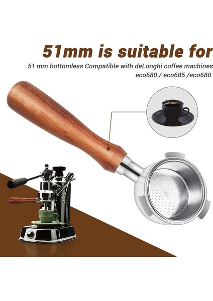 Kahve Makineleri Için 51MM Dipsiz Portafilter EC680/EC685, Filtre Sepetli, Kahve Aksesuarları (Yurt Dışından)