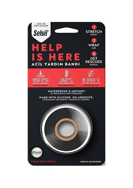 Acil Yardım Eriyen Silikon Bant - 2.54 Cm. 3.66 Mt.