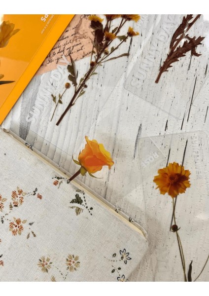 5'li Çiçekli Şeffaf Sarı Kutu Kitap Ayracı