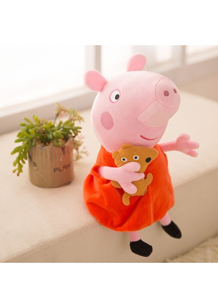 30-40CM Peppa Pig Ailesi Dört Kişilik Peluş Oyuncak Bebek 4 Adet (Yurt Dışından)