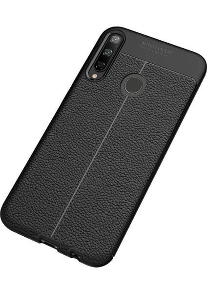 Huawei P40 Lite E Kılıf Focus Derili Silikon - Siyah