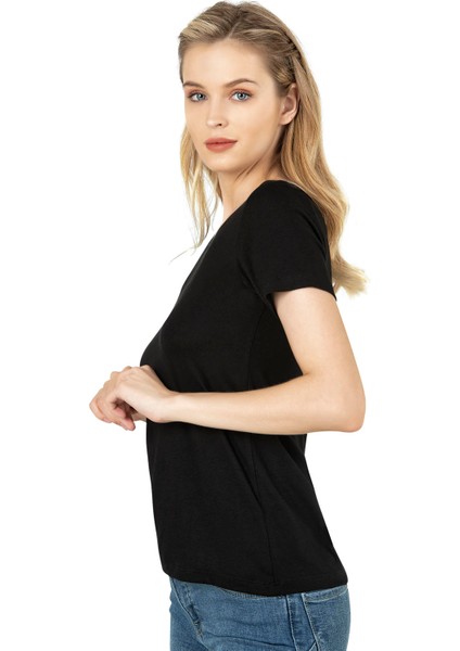 Özkan 26976 Kadın Viskon Kısa Kollu Yuvarlak Yaka T-Shirt modelleri