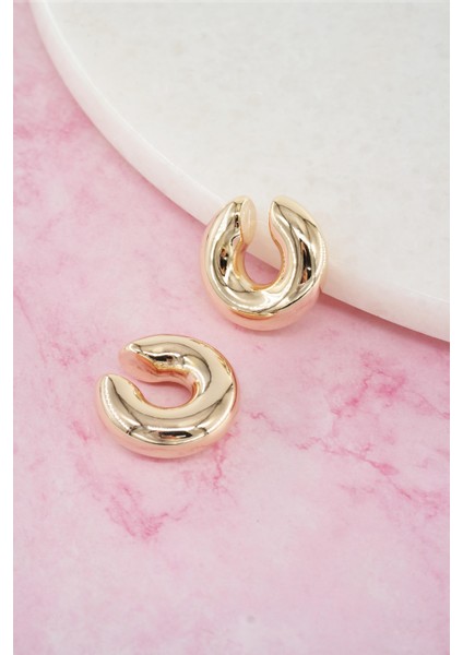 Kadın Vip Seri Bombeli 3 cm Halka Kıkırdak Küpe