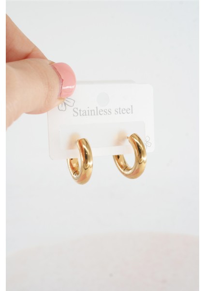 Kadın Vip Seri 316 L Paslanmaz Çelik Bombeli 1.8 cm Halka Küpe