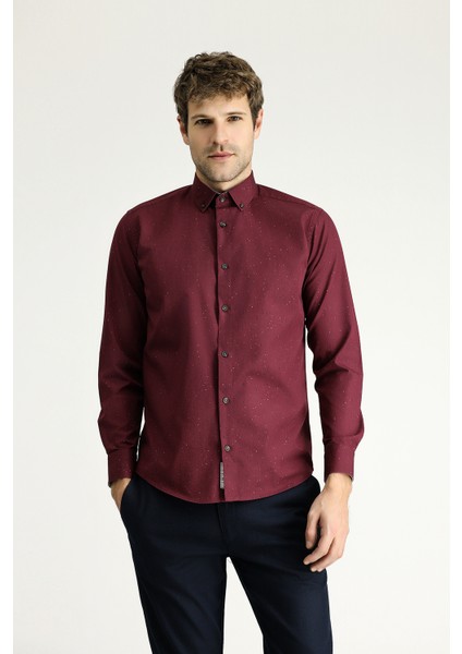 Uzun Kol Slim Fit Baskılı Pamuk Gömlek modelleri