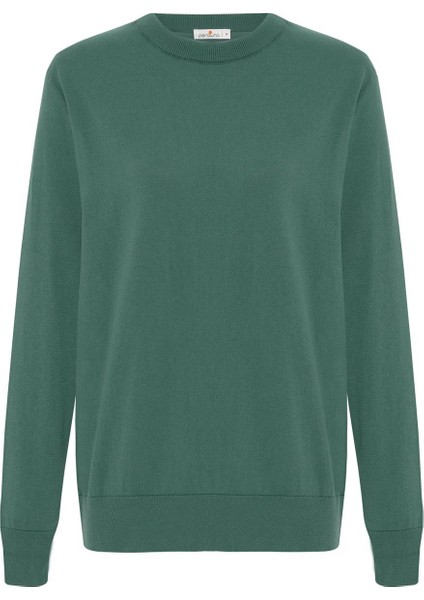 Mateo O Neck Pullover Yumuşak Tuşeli Mevsimlik Erkek Triko Kazak - Yeşil