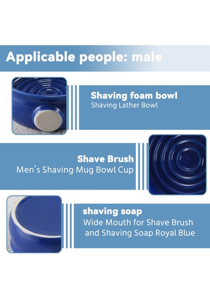 Seramik Erkek Tıraş Kupa Kase Fincan Konu Alt Geniş Ağız Tıraş Fırçası ve Tıraş Sabunu Kraliyet Mavi (Yurt Dışından) modelleri