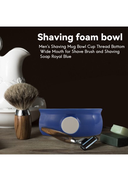 Seramik Erkek Tıraş Kupa Kase Fincan Konu Alt Geniş Ağız Tıraş Fırçası ve Tıraş Sabunu Kraliyet Mavi (Yurt Dışından) indirimleri