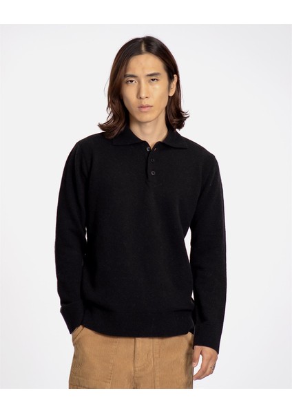 Far Afield Kıer Knıtted Polo Polo Yaka Standart Kesim Yün Karışım Erkek Triko Kazak - Siyah fiyatları