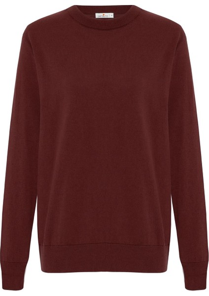 Mateo O Neck Pullover Yumuşak Tuşeli Mevsimlik Erkek Triko Kazak - Bordo