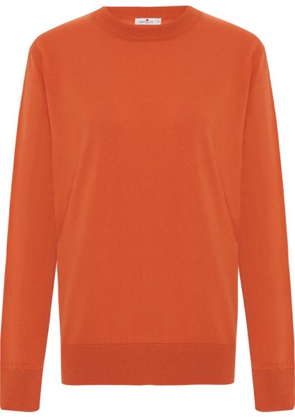 Mateo O Neck Pullover Yumuşak Tuşeli Mevsimlik Erkek Triko Kazak - Turuncu