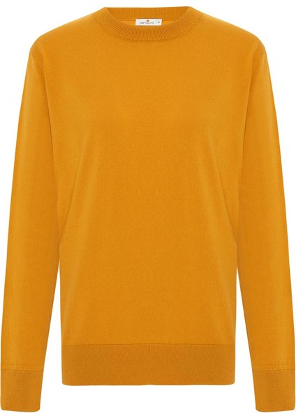 Mateo O Neck Pullover Yumuşak Tuşeli Mevsimlik Erkek Triko Kazak - Hardal