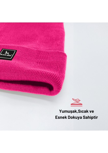 Kışlık Bere Şapka Düz Logolu Yumuşak Triko Basic Akrilik Beanie