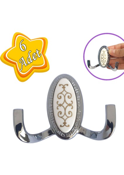 6 Adet Seç Askı Krom Portmanto Askı Vestiyer Duvar Askısı Metal Dolap Elbise Askılığı