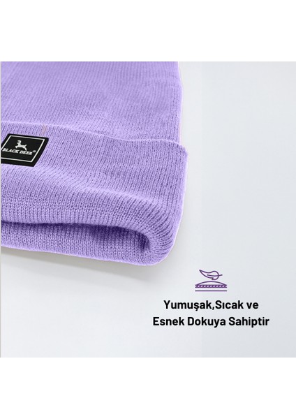 Kışlık Bere Şapka Düz Logolu Yumuşak Triko Basic Akrilik Beanie