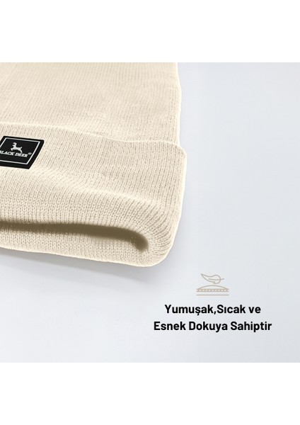 Kışlık Bere Şapka Düz Logolu Yumuşak Triko Basic Akrilik Beanie