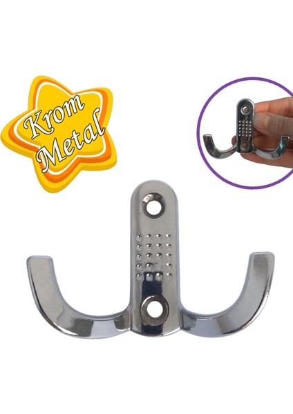 Noktalı Askı Krom Portmanto Askı Vestiyer Duvar Askısı Metal Dolap Elbise Askılığı