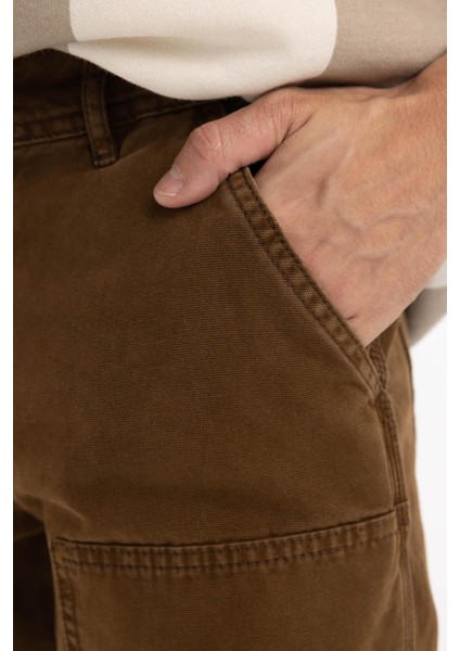 Gabardin Pantolon Wide Leg Düz Paça Cepli B9365AX23WN