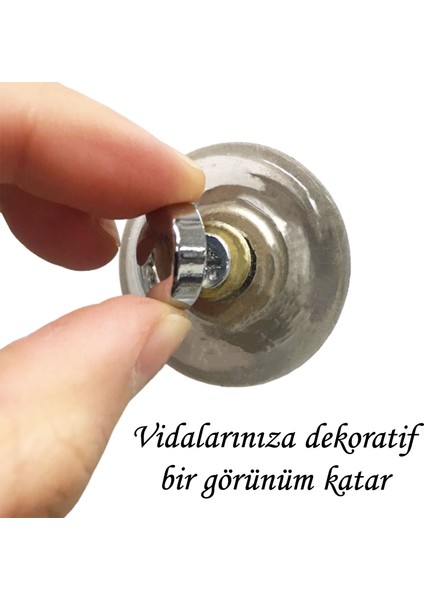 10 Adet Vida Kapatıcı Kapağı 20 mm Metal Vida Tapası Tıpası Dekoratif Vida Gizleyici Krom