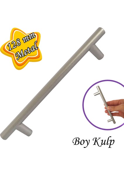 Boy Kulp Mat Krom 128 mm Kulp Mobilya Mutfak Dolabı Çekmece Dolap Kapak Kulpu Kulbu Metal Kulpları
