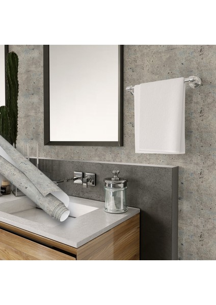Beton Desenli Yapışkanlı Folyo,taş Görünümlü Folyolar, Mutfak, Tezgah, Masa, Dolap Kaplama Folyosu, Isıya Dayanıklı, Su Geçirmez, Yapışkan Folyolar, Sticker, Büyük Ebatlı, Dekoros