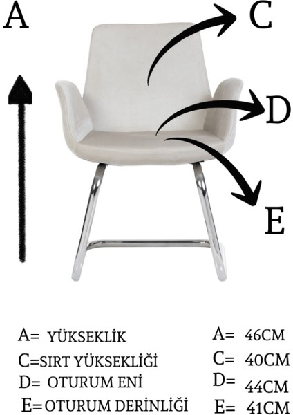 Krom Metal Ayaklı Pescado Sandalye Misafir Koltuğu Bekleme Koltuğu