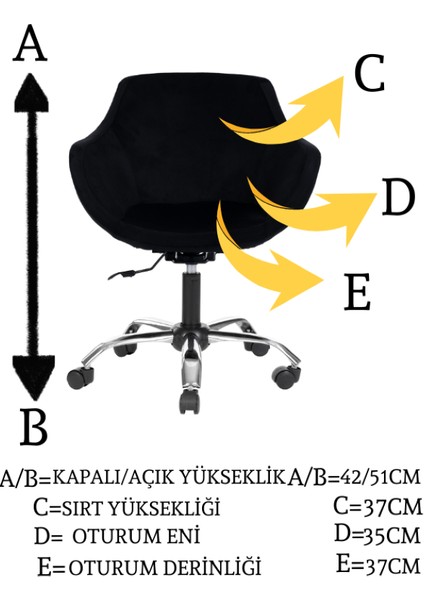 Krom Metal Ayaklı Ofis Çocuk Odası Çalışma Sandalyesi (Ayarlanılabilir) Monoko