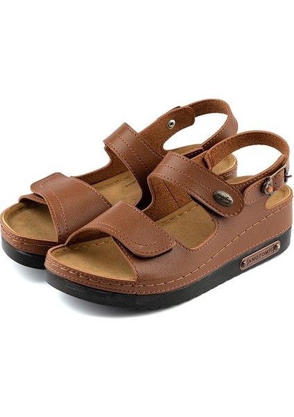Kadın Ortopedik Anatomik Tabanlı Çift Bantlı Cırt Cırtlı Arkadan Tokalı Günlük Sandalet Terlik modelleri