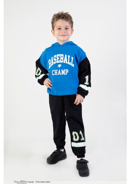 Erkek Çocuk Baseball Baskılı Örme Basic Eşofman Takımı