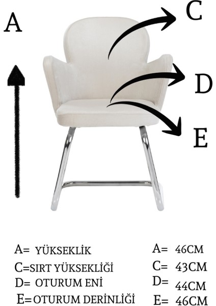 Krom Metal Ayaklı Kelebek Sandalye Misafir Koltuğu Bekleme Koltuğu