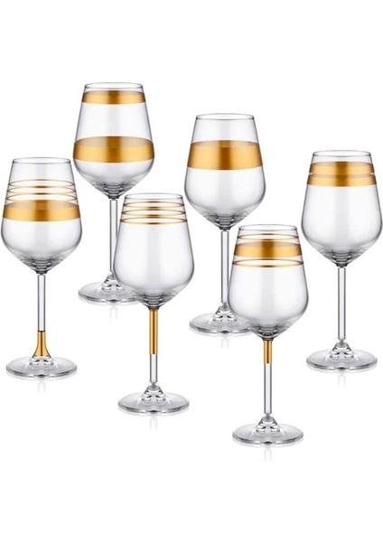 'lınes Şarap Kadehi 6'lı Set Gold