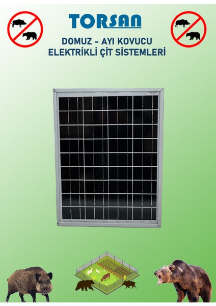 TORSAN GÜNEŞ PANELLİ PRO 500 Elektrikli Çit Sistemi ( Domuz - Ayı Kovucu ) 500MT