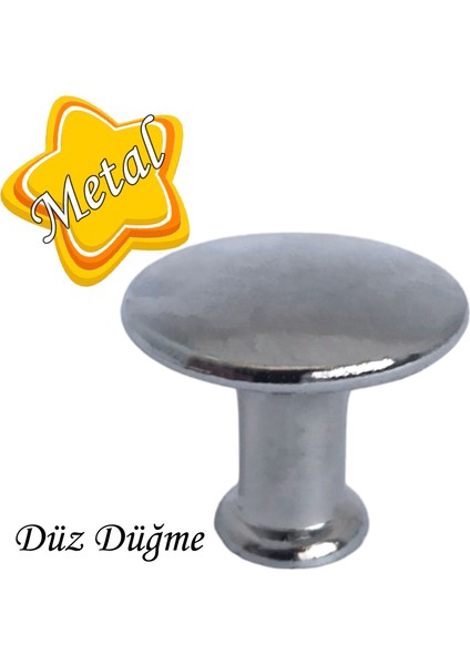 Düz Düğme Krom Kulp Mobilya Çekmece Dolap Kapak Kulbu Metal Kulp Aksesuarları Vidalı