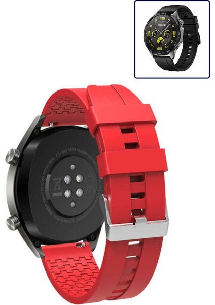 Huawei Watch Gt4 46MM Akıllı Saat Uyumlu Kordon Oyuk Desenli Tokalı Silikon Kayış