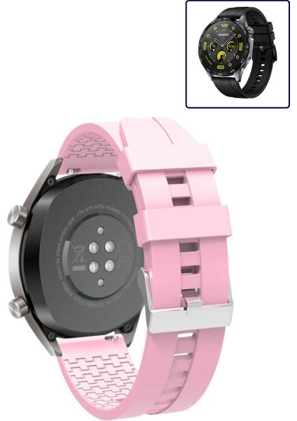 Huawei Watch Gt4 46MM Akıllı Saat Uyumlu Kordon Oyuk Desenli Tokalı Silikon Kayış