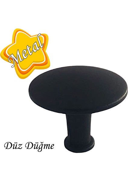 Düz Düğme Siyah Kulp Mobilya Çekmece Dolap Kapak Kulbu Metal Kulp Aksesuarları Vidalı