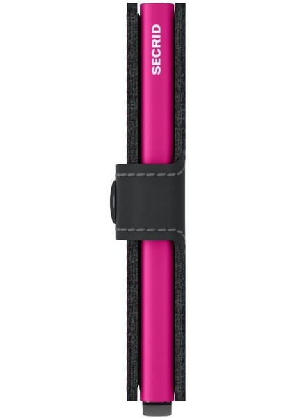Miniwallet Matte Black Fuchsia - Mat Siyah/fuşya Orjinal Avrupa Derisi Cüzdan