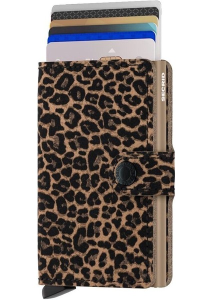Miniwallet Leo Beige - Leopar Desenli Orjinal Avrupa Derisi Cüzdan