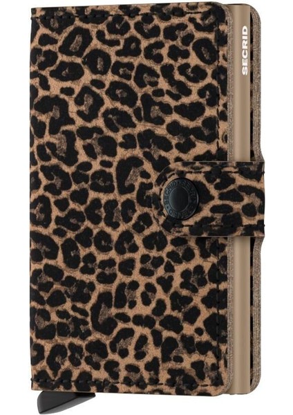 Miniwallet Leo Beige - Leopar Desenli Orjinal Avrupa Derisi Cüzdan