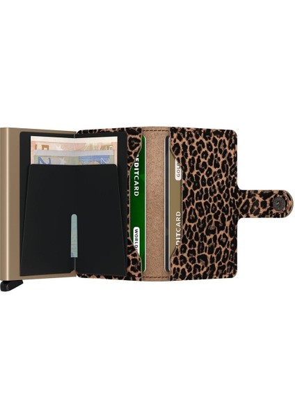 Miniwallet Leo Beige - Leopar Desenli Orjinal Avrupa Derisi Cüzdan