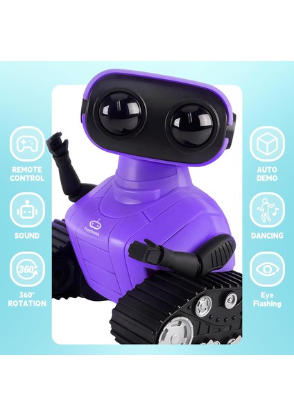 Uzaktan Kumandalı Robot Oyuncak Şarj Edilebilir Emo Robot - Mor