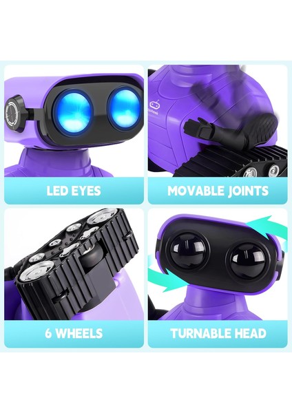 Uzaktan Kumandalı Robot Oyuncak Şarj Edilebilir Emo Robot - Mor