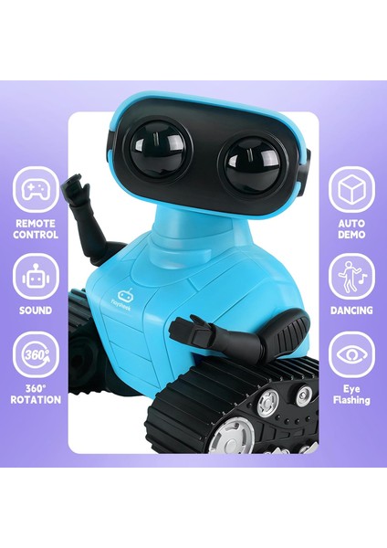 Uzaktan Kumandalı Robot Oyuncak Şarj Edilebilir Emo Robot - Mavi