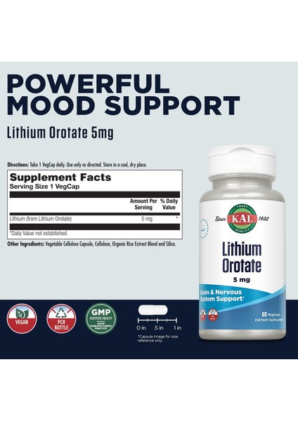 Lithium Orotate 5 Mg 60 Veg Capsules