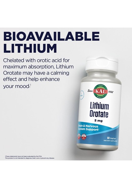 Lithium Orotate 5 Mg 60 Veg Capsules