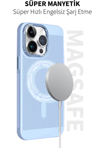 Apple iPhone 13 Pro Max Anti Isı 2,5 mm Lens 1,5 mm Ekran Yerden Yüksek Royal Magsafe Silikon Kılıf