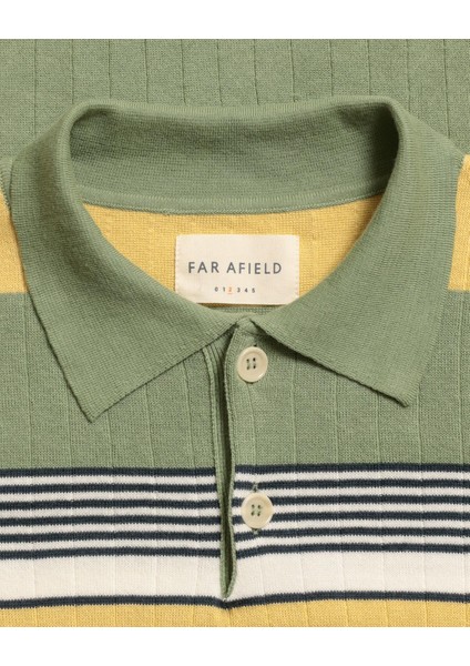 Far Afield Leroy Polo - Gatto Strıpe Bisiklet Yaka Kısa Kol Organik Pamuk Erkek Triko Tişört - Çim Yeşili modelleri